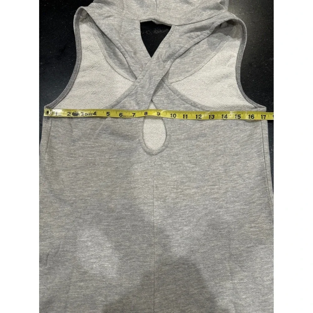 Bleusalt French Terry Hooded Mini Dress Criss Cross Open Back Pocket Gray M‎